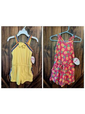 NWT Nannette Kids bundle of 2 sz 3t rompers yellow pink pineapples summer
